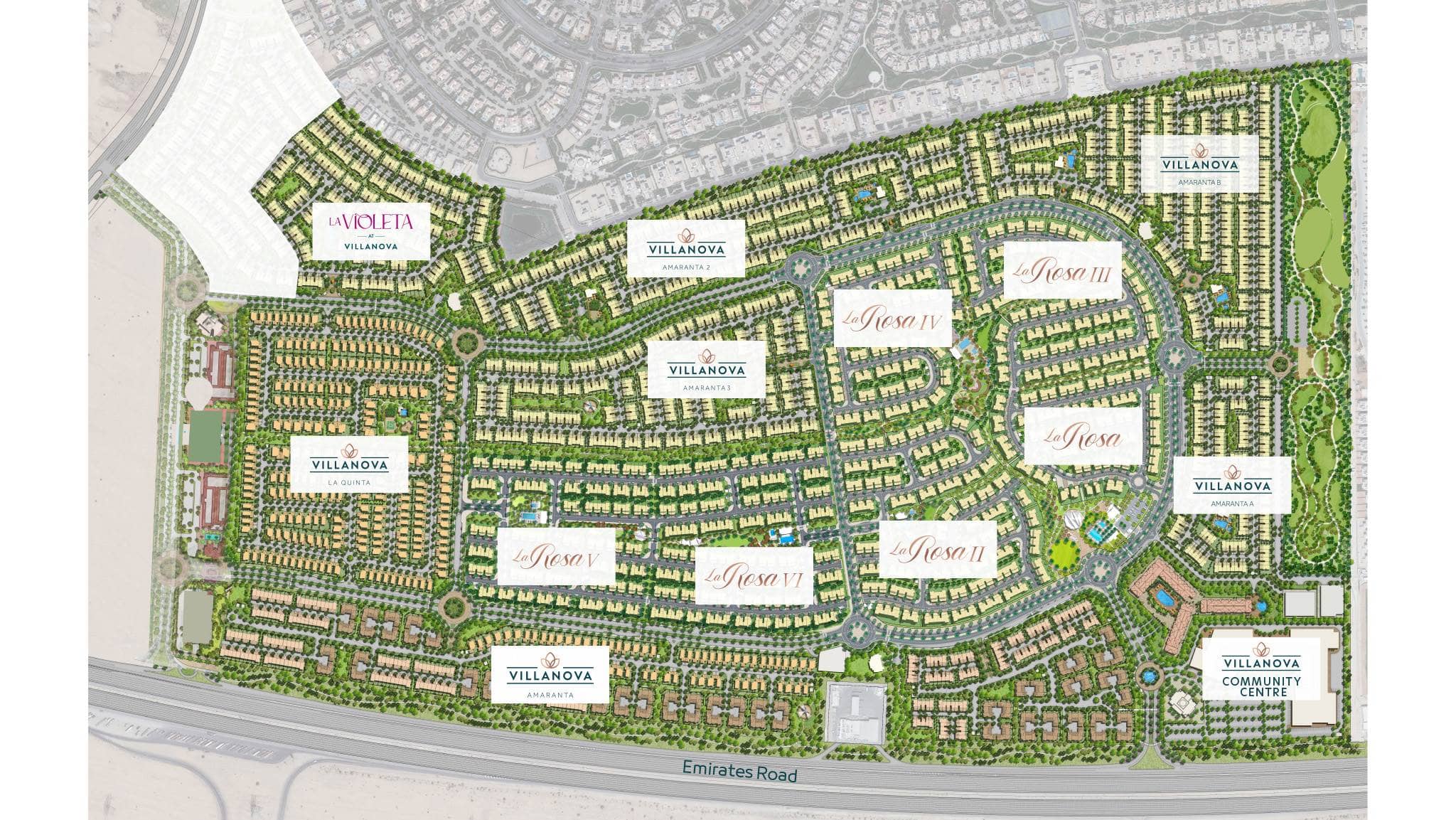 Masterplan of Villanova Community by Dubai Properties